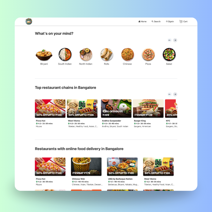 Food Ordering website